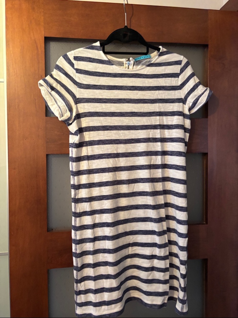 Alice + Olivia Navy and White Striped Mini Dress